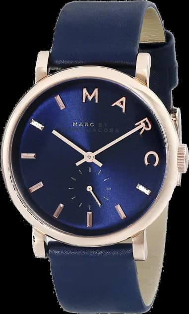 Montre Femme Marc by Marc Jacobs Baker MBM1329 Cadran et bracelet bleu marine, boîtier or rose