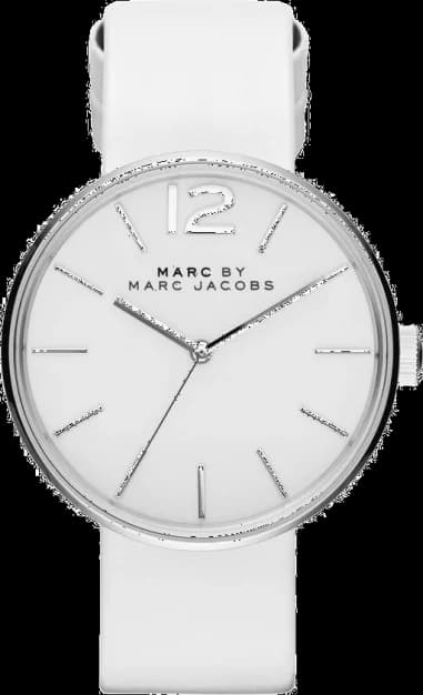 Montre Femme Marc Jacobs Peggy MBM1361 - Cadran Argent, Bracelet Cuir Blanc