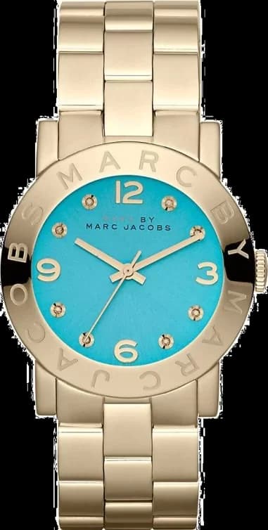 Montre Femme Marc Jacobs Amy MBM3220 - Cadran Turquoise, Boîtier et Bracelet Acier Doré