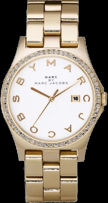 Montre Femme Marc Jacobs Henry MBM3045 en acier doré jaune et cadran blanc