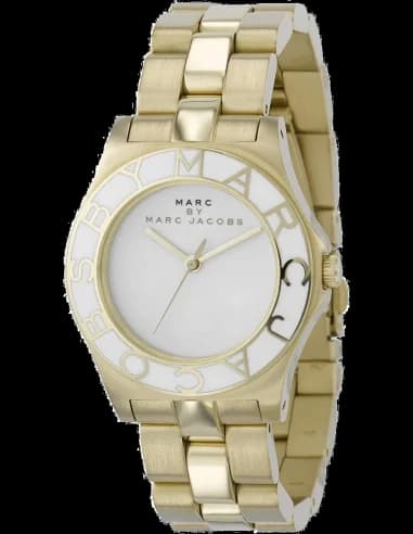 Montre Femme Marc Jacobs MBM3050 en Acier Inoxydable Doré, Cadran Blanc à Index Cristaux