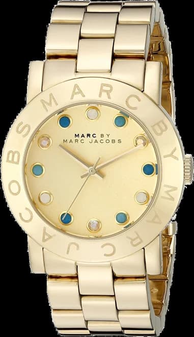 Montre Femme Marc Jacobs Amy MBM3215 en Acier Doré avec Cristaux Bleus