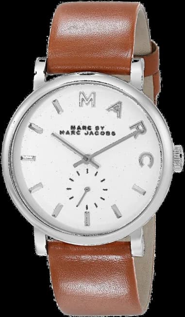 Montre femme Marc Jacobs Baker MBM1265, cadran blanc, bracelet cuir marron