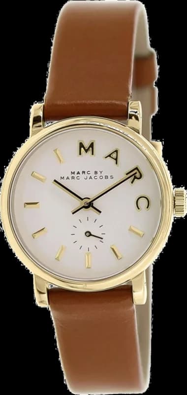 Montre Femme Marc Jacobs MBM1317 Cadran Blanc Boîtier Or Bracelet Cuir Marron