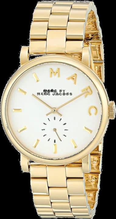 Montre Femme Marc Jacobs Baker MBM3243 - Boîtier et Bracelet Acier Doré, Cadran Blanc