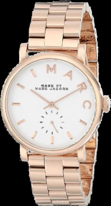 Montre Femme Marc Jacobs MBM3244 - Boîtier Acier Or Rose, Cadran Blanc à Lettres