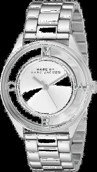 Montre Femme Marc Jacobs MBM3412 Acier, Cadran Squelette Transparent Gris Électrique
