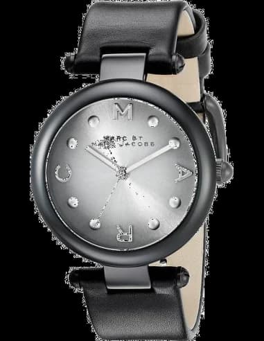 Montre Femme Marc Jacobs Dotty MJ1410 Cadran Gris Bracelet Cuir Noir
