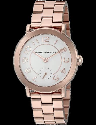Montre Femme Marc Jacobs MJ3471 Riley - Cadran Blanc, Boîtier et Bracelet Acier Or Rose
