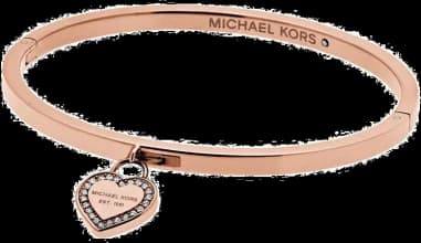 Bracelet Michael Kors MKJ5039791 en acier or rose pour femme avec breloque coeur strassé