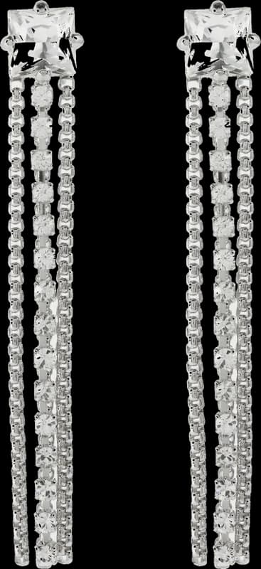 Boucles d'oreilles Miu Miu P00710911 en acier argenté à franges de strass pour femme