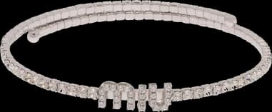 Collier Choker Miu Miu pour Femme en Laiton Argenté avec Logo et Cristaux - Réf. 5JC8712DNCF0OKL
