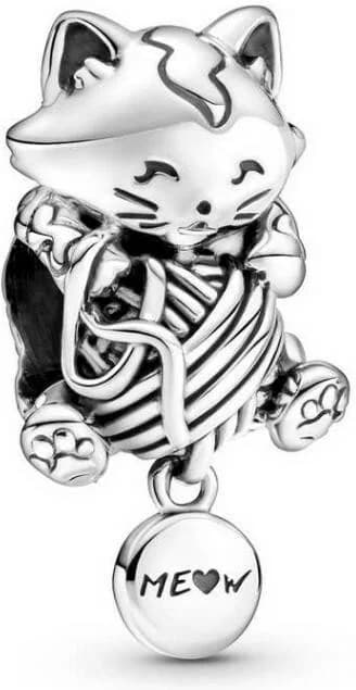 Charm Pandora en argent 925 Boule Chaton et Pelote de Laine - Réf. 799535C00 pour Femme