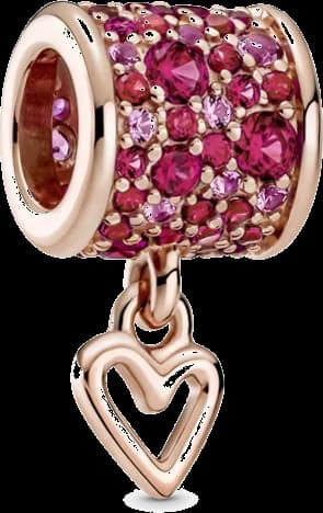Charm Pandora 789548C01 - Cylindre avec coeur en métal plaqué or rose et cristaux roses pour femme