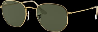 Garde-temps Ray-Ban RB3548 9196/31 51-21, monture dorée, verres verts, forme hexagonale