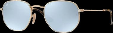 Garde-temps Ray-Ban RB3548N 001/30 51-21, monture dorée or, verres hexagonaux