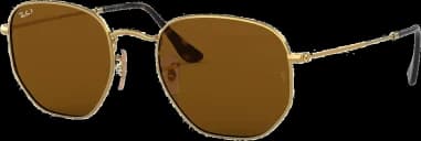 Lunettes de soleil Ray-Ban Hexagonal Flat Lenses RB3548N 001/57 doré or polarisés