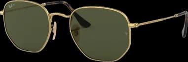 Garde-temps Ray-Ban RB3548N 001/58 51-21, monture dorée, verres polarisés hexagonaux