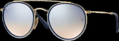 Garde-temps Ray-Ban RB3647N 001/9U 51-22, verres miroir, monture ronde, double pont or