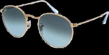 Garde-temps Ray-Ban RB3447 001/3M 50-21, monture dorée or, forme ronde