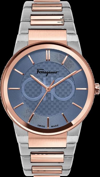 Montre Homme Salvatore Ferragamo SFHP00720 Acier Bicolore Cadran Bleu