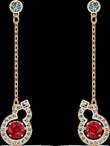 Boucles d'oreilles Swarovski Full Blessing 5539895 en plaqué or rose avec cristaux blancs et rouges pour femme