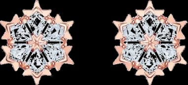 Boucles d'oreilles Swarovski Magic 5428429 en plaqué or rose, motif flocon de neige