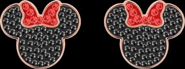 Boucles d'oreilles Swarovski 5446390 plaqué or rose cristaux noirs et rouges Mickey & Minnie pour femme
