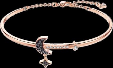 Bracelet jonc Swarovski Duo Moon 5429729, plaqué or rose, modèle Medium pour femme