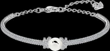 Bracelet jonc ajustable Swarovski 5461083 en métal plaqué rhodium, perle et cristaux, pour femme