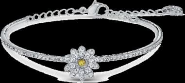 Bracelet pour femme Swarovski Eternal Flower 5542012, jonc ajustable en métal plaqué rhodium avec cristaux blancs