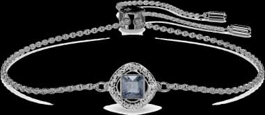 Bracelet Swarovski Angélique 5662141 pour Femme, Cristal Bleu Coupe Carrée sur Métal Rhodié Blanc