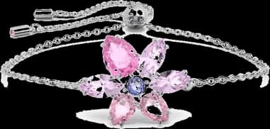 Bracelet Swarovski Gema 5658396 - Fleur en cristaux violets, métal rhodié rose pour femme