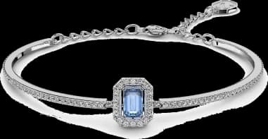 Garde-temps Swarovski 5620555, cristaux clairs, métal rhodié, style jonc