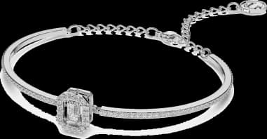 Garde-temps Swarovski 5638494, cristaux clairs, métal rhodié, style jonc