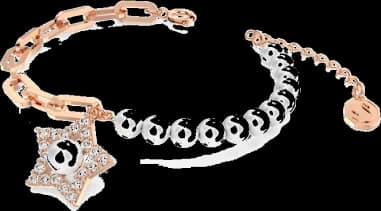 Bracelet Swarovski Stella pour Femme, modèle étoile blanche en perles et acier plaqué or rose - Réf. 5645461
