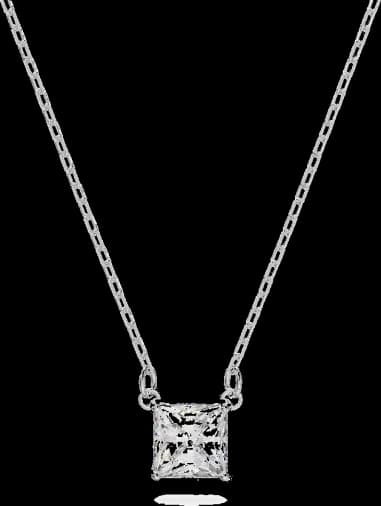Collier Swarovski Attract pour femme, pendentif carré en métal rhodié