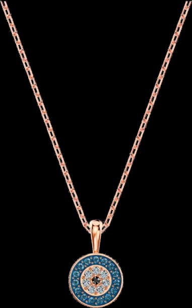Collier Swarovski Luckily 5468919 en or rose avec cristaux bleus pour femme