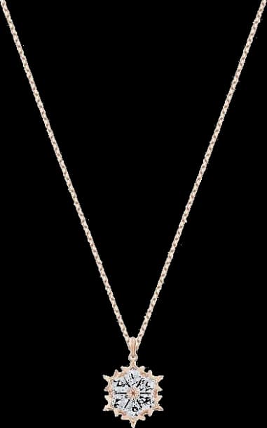 Collier Swarovski Magic 5428431 pour Femme, Pendentif Flocon de Neige en Plaqué Or Rose avec Cristaux Blancs