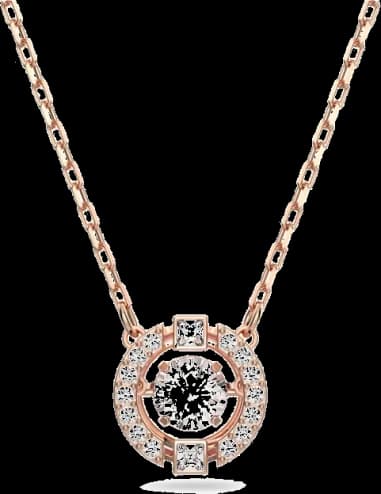 Collier Swarovski Sparkling Dance Round 5272364 pour Femme, plaqué or rose et cristaux blancs