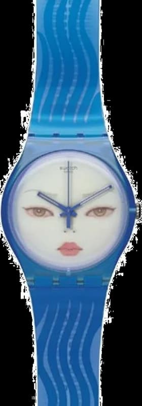 Montre Swatch SUOZ107 Unisexe - Cadran Illustré sur Bracelet Bleu Silicone
