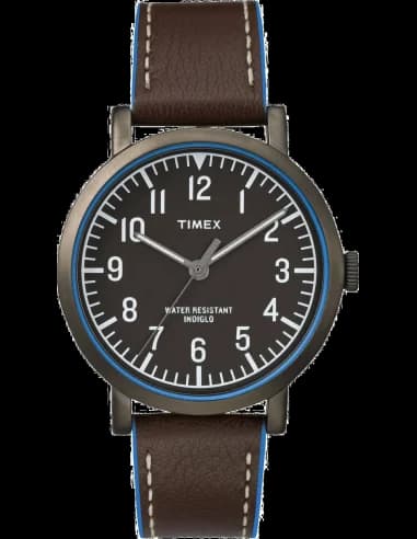 Montre Homme Timex T2P506D7 Cadran Noir Bracelet Cuir Marron