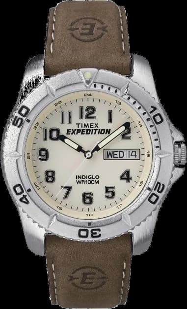 Montre Homme Timex Expedition T46681D7 - Cadran Noir, Bracelet Cuir Marron