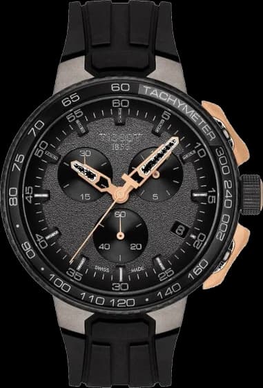 Montre Tissot T-Race Cycling T1114173744107 - Chronographe Quartz Homme - Boîtier 45mm PVD Noir et Doré Rose