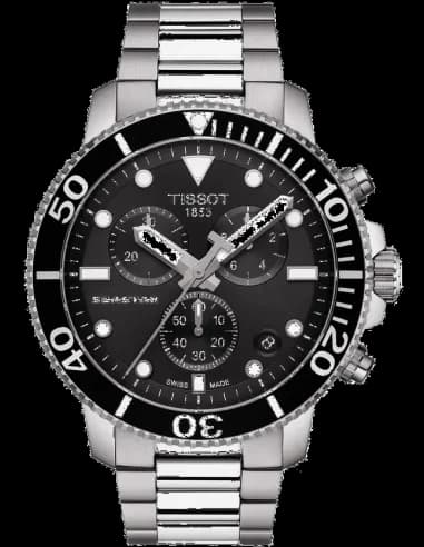 Montre Tissot Seastar 1000 Chronographe Homme - Acier, Cadran Noir, Réf. T1204171105100