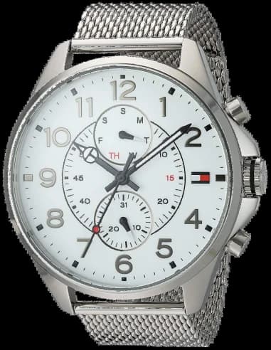 Montre Homme Tommy Hilfiger 1791277 Cadran Blanc Bracelet maille milanaise Argent