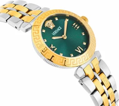 Montre Femme Versace Daphnis VEOCA0424 bracelet acier bicolore cadran vert vue 2