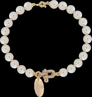 Garde-temps Vivienne Westwood 109836G, perles blanches, fermoir cristaux, chaîne dorée