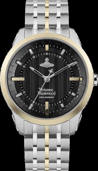 Montre Femme Vivienne Westwood East End VV262BKSG - Cadran noir, bracelet acier bicolore or/argent