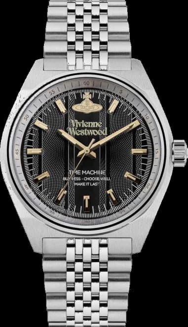 Montre Vivienne Westwood Sydenham VV251BKSL - Unisexe, Cadran Noir, Bracelet Acier Argenté